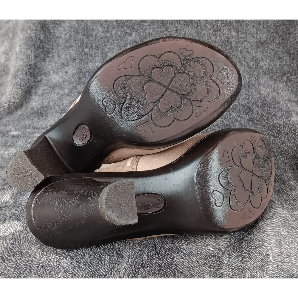 BOC Born Concept Beige Leather Suede Accent Chunky Heel Mules‎ Women - Picture 9 of 9